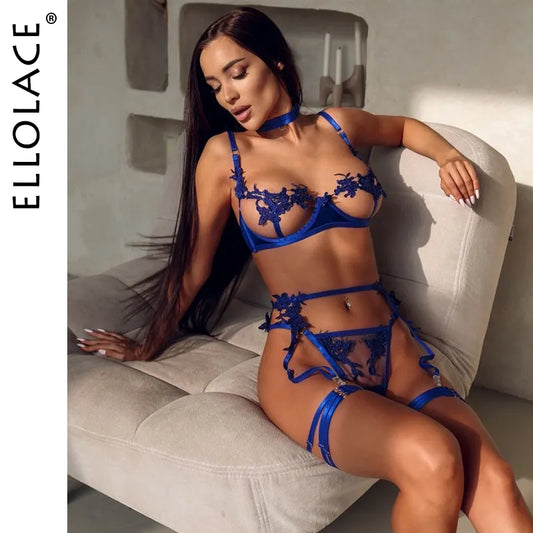 Ellolace Sensual Lingerie Open Bra See Through Fancy Underwear Uncensored Luxury Lace Porn Exotic Sets Sexy Outfits Intimate