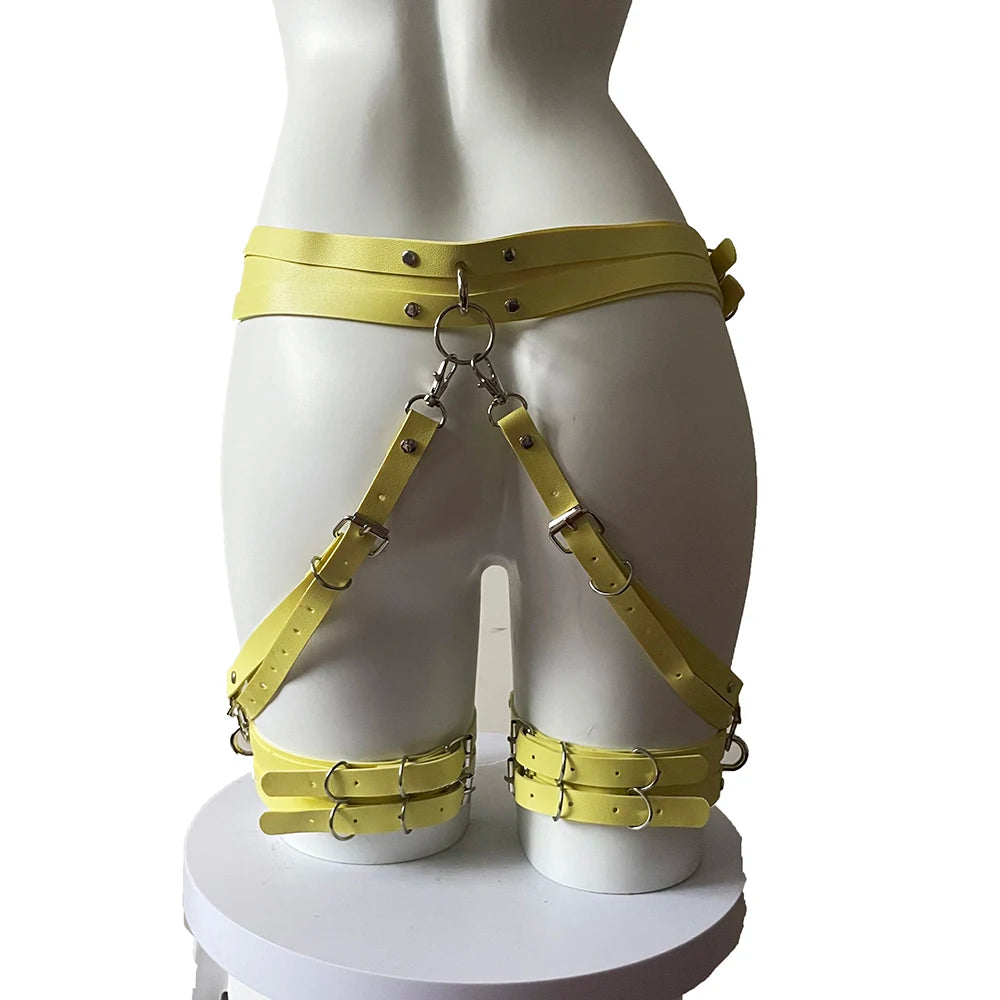 Sexy Bodys Lingerie Woman Leather Harness Bdsm Garter Belt Bondage Thigh Harness Seks Suspenders Strap Belt Stockings Female