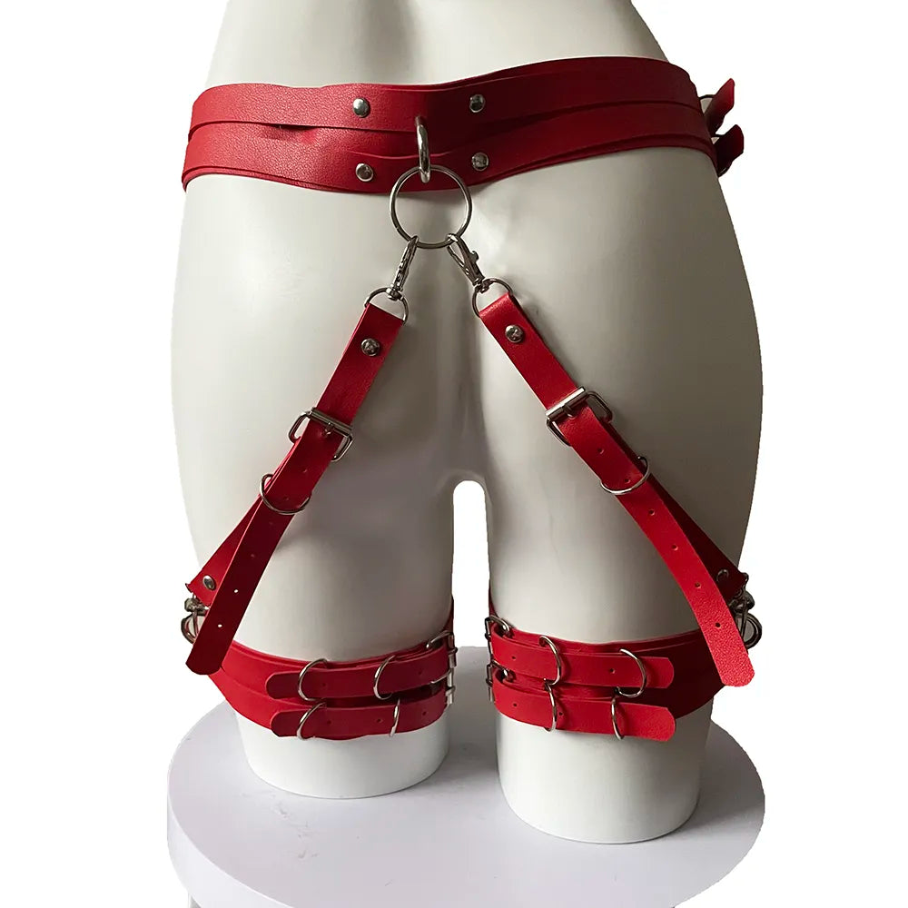 Sexy Bodys Lingerie Woman Leather Harness Bdsm Garter Belt Bondage Thigh Harness Seks Suspenders Strap Belt Stockings Female