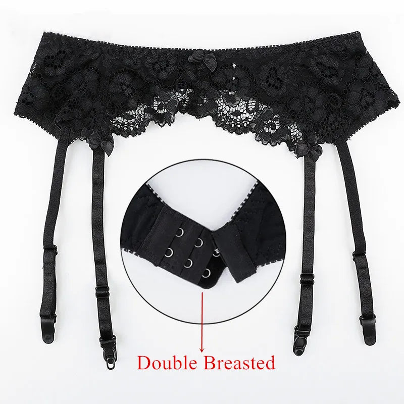 Women's Sexy Lingerie Plus Size Lace Garter Suspenders Transparent Underwear Adjustable Double Breasted Waist Belt For Stockings