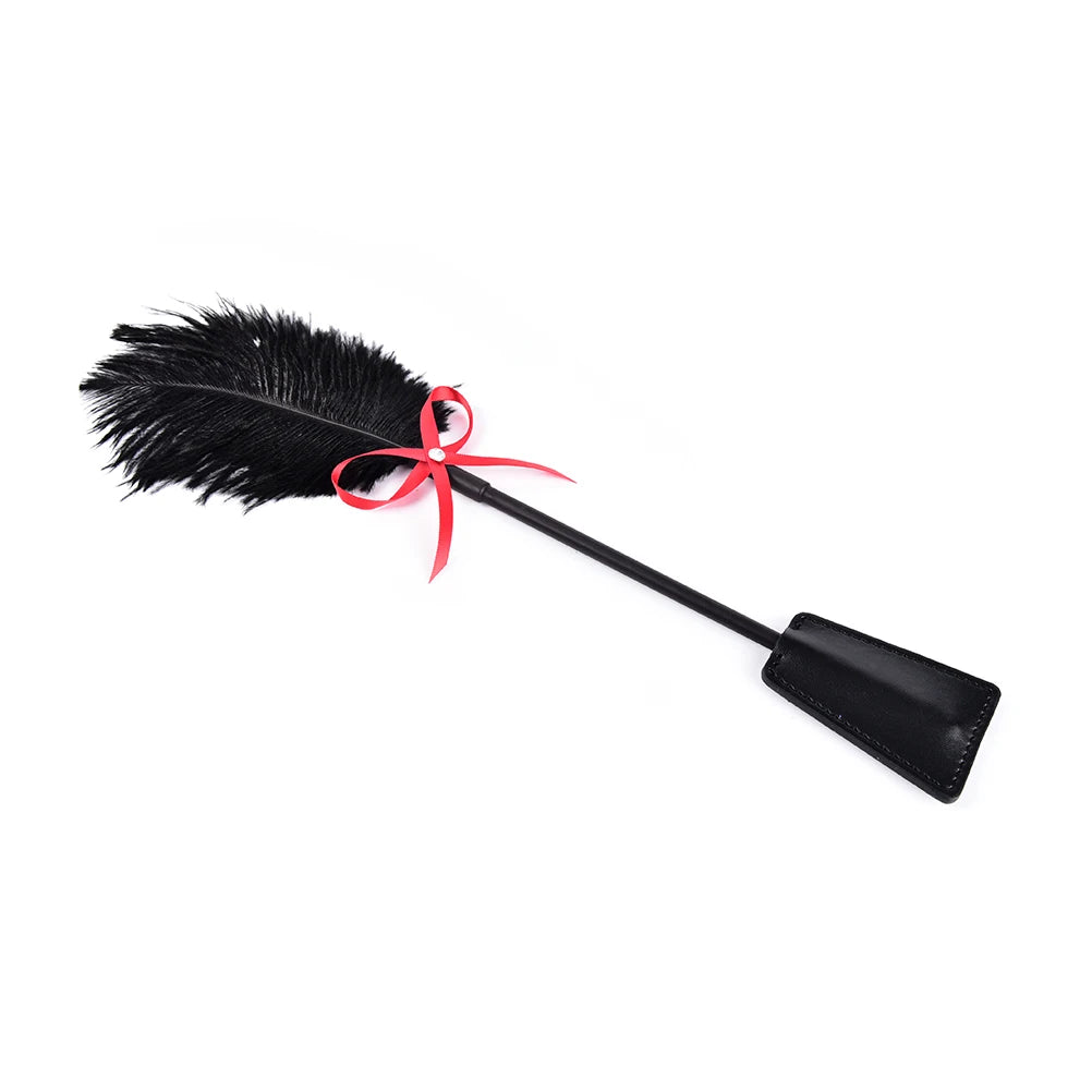 1PC PU Leather Sexy Whip For Lovers Couples Spanking Paddle Slap Clap Flap On Butt With Flirt Tickle Feather SM Sexy Game Toy