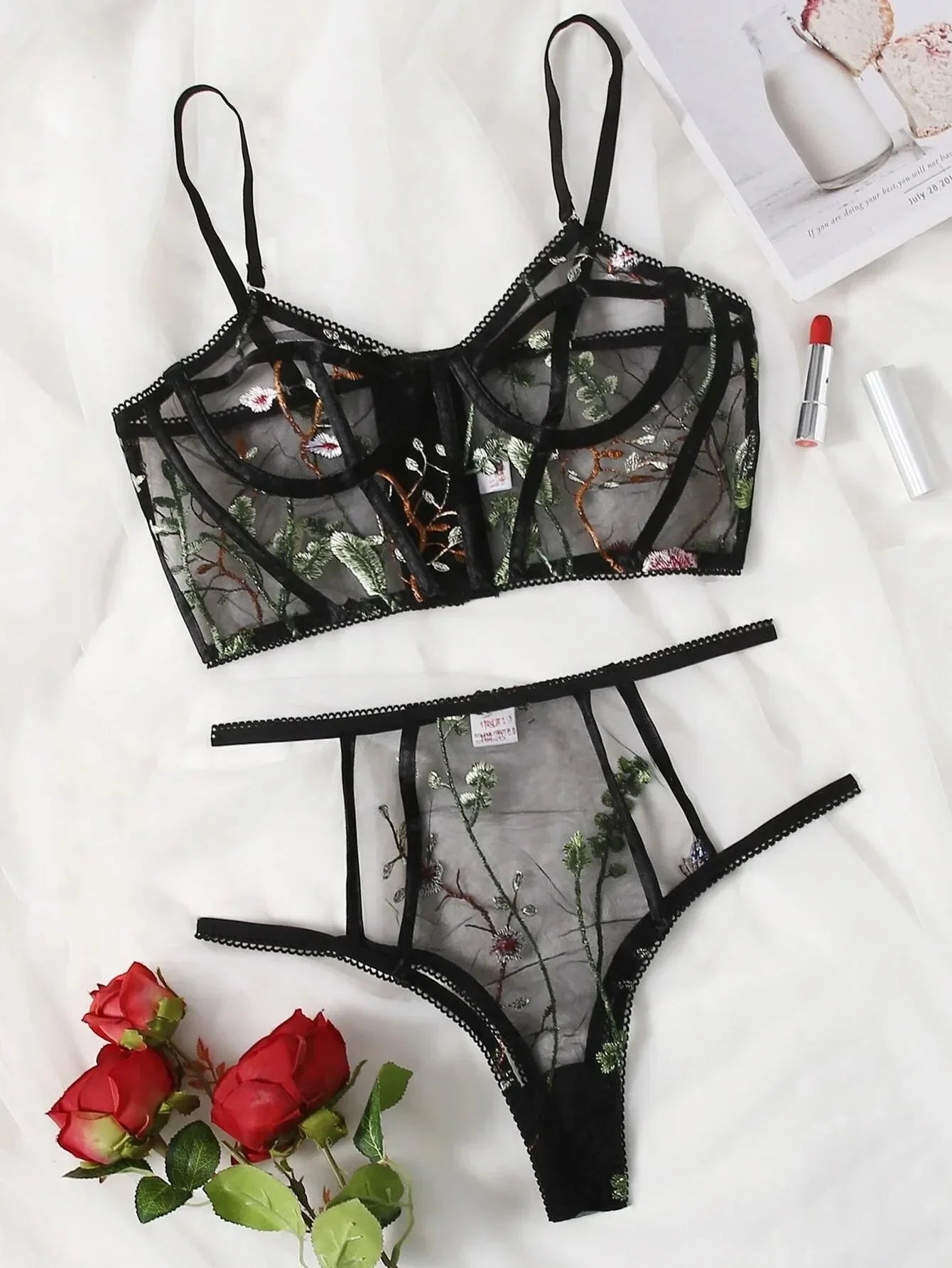 Sexy Lingerie Flower Embroidery Lingerie For Women Sexy Naughty Plus Size G-string Thong Underwear Sleepwear lenceria para damas