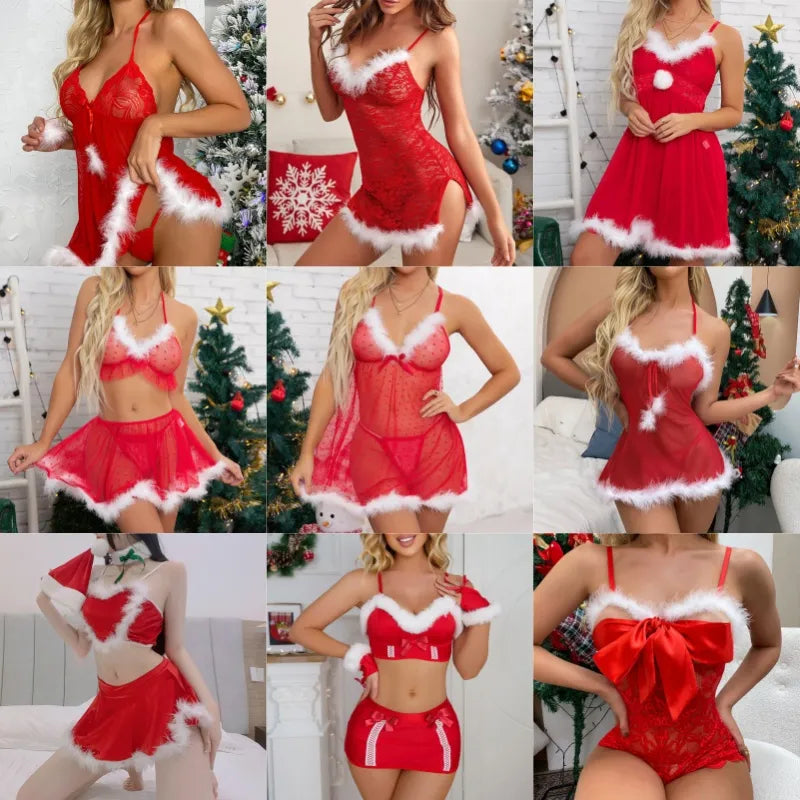 10 Styles Christmas Women Sexy Lace lingerie