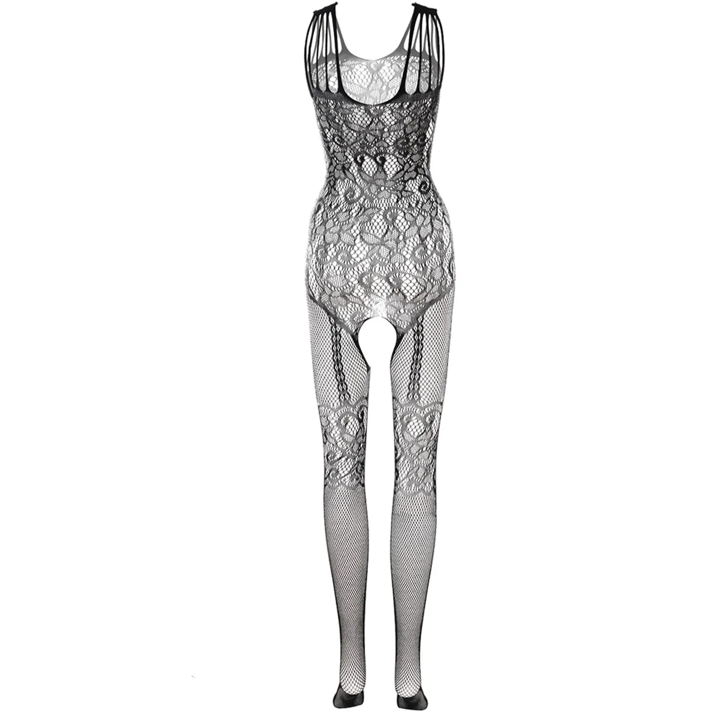 Women's Underwear Sexy Bodystocking Plus Size 6-24 Fishnet Sensual Lingerie Woman Floral Crotchless Bodysuit Erotic Stockings