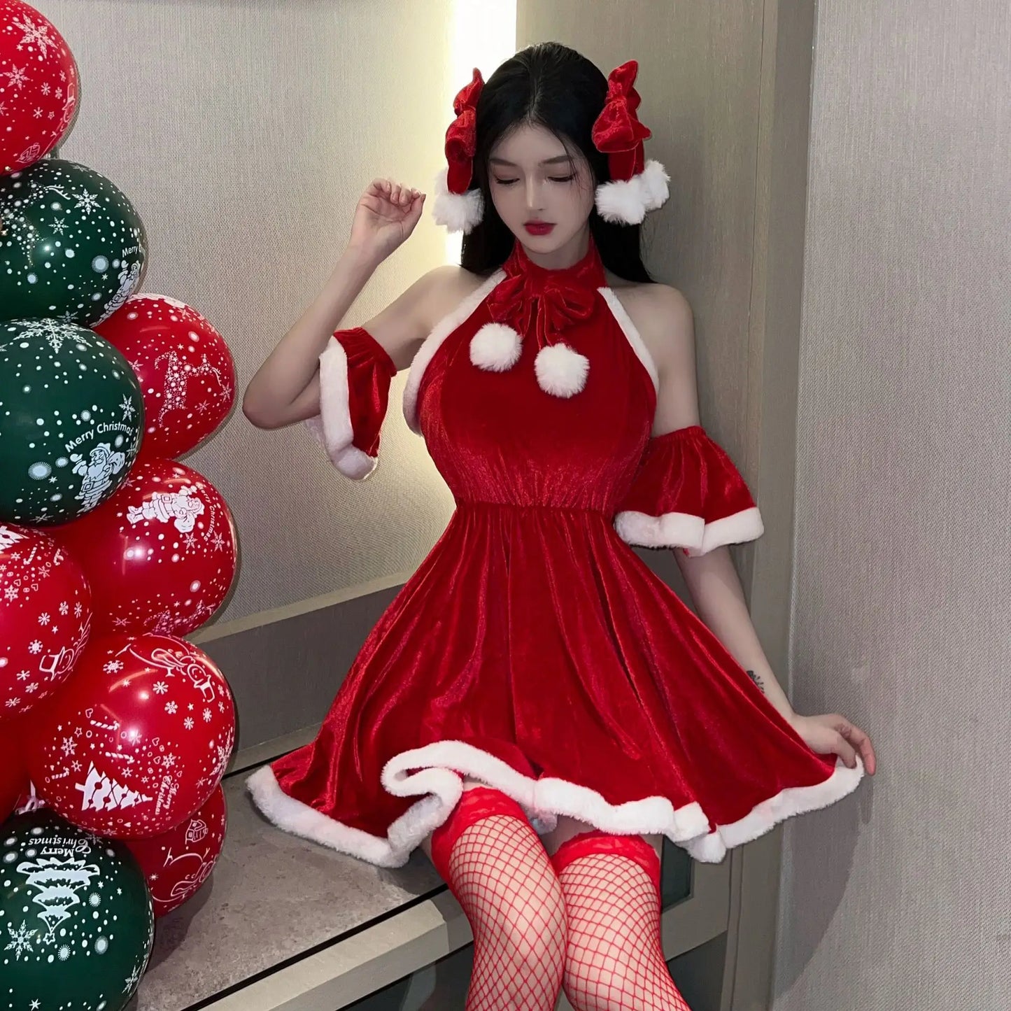 Christmas Sexy Lingerie Tube Top Vest Skirt Bunny Role Play Seduction Lingerie Set