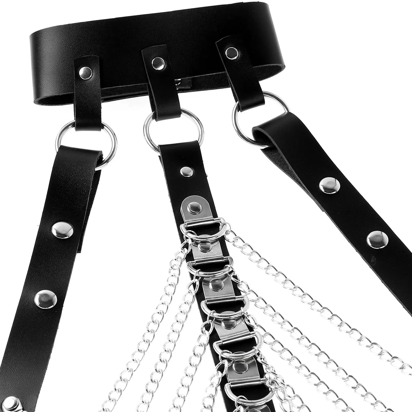 Men Sword belt Faux Leather Body Chest Chain Harness Punk Male Leather Bondage Costume Sexy Toy Gay Club Rave Straps Crop Top